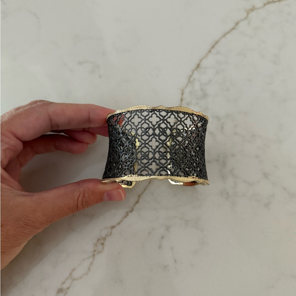 Kendra Scott Gold and Gunmetal Filigree Cuff Bracelet